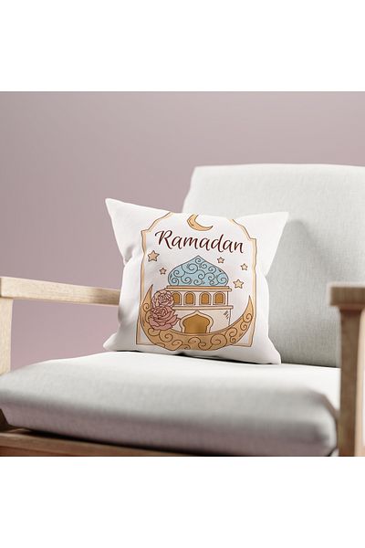 Filamente Ramadan Patterned Double Sided Digital Printed Throw Pillow Cover - Ramadan