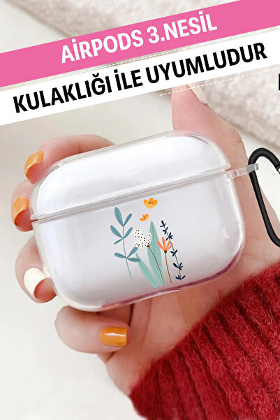 WANNA PROTECT Airpods 3. Nesil Uyumlu Şeffaf Kancalı Desenli Yumuşak Silikon ...
