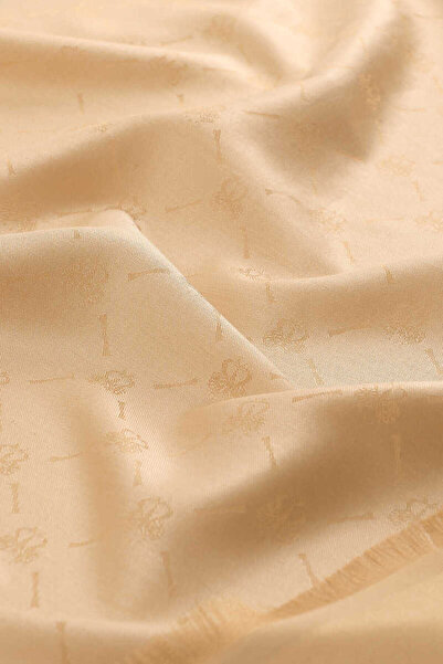 Bursa İpek Μπεζ μονόγραμμα με μοτίβο ζακάρ μεταξωτό σάλι