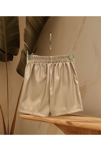 markamodi Girl's Plissed Leather Shorts Skirt
