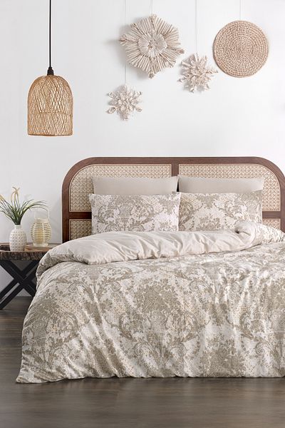 TABEA HOME Σετ Παπλωματοθήκη Διπλό Σχέδιο - ΒΑΜΒΑΚΙ, ΜΕ ΦΥΛΛΑ