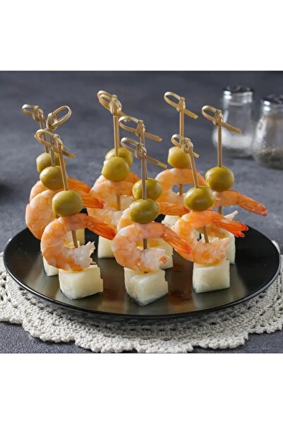 Kraft Bambu Kokteyl Çubukları 100 Adet Kanepeler,mezeler Parti Malzemeleri 12 Cm (YEŞİL)