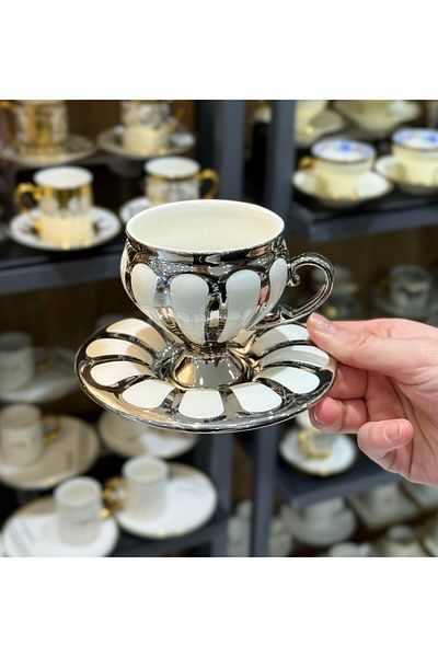 ACAR Muba Consept Karius 6-Seater Coffee Cup Set Silver 90 Cc