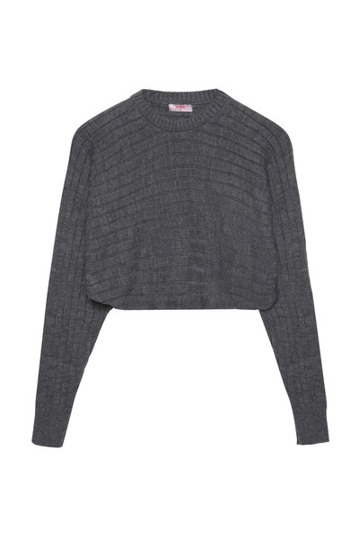 Quzu Smoke Color Sling Dress and Bolero Knitwear Set