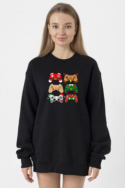 Tshirthane Video Game Controller Christmas Black Women's 2Ip Sweatshirt