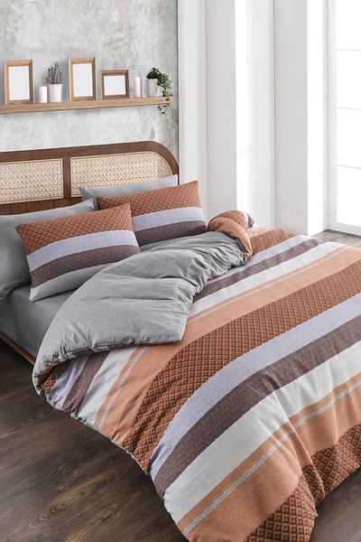 TABEA HOME Σετ Παπλωματοθήκη με Διπλό Σχέδιο - ΒΑΜΒΑΚΙ, ΜΕ ΦΥΛΛΑ