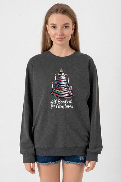 Tshirthane All Booked for Christmas Smoked Women's 2Ip Sweatshirt