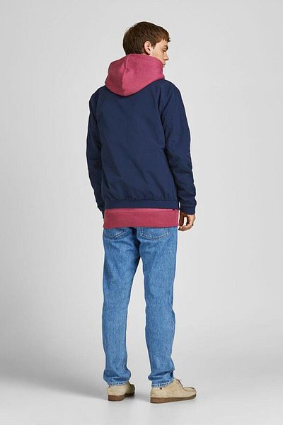 Jack & Jones جاك آند جونز راش هارينجتون بومبر للرجال باللون الأزرق الداكن وياقة واقفة