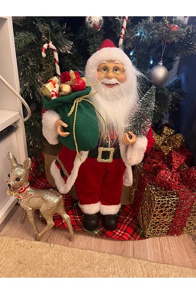 Ayd Home Santa Claus with Green Sack 45 cm Christmas New Year Newyear Christmas with Pine Agate