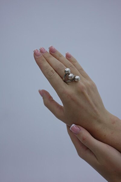 OneArjethnic Gümüş kaplama top detay ayarlanabilir yüzük