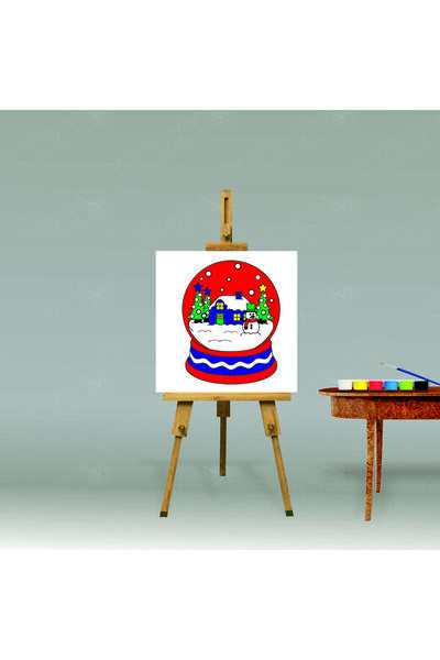 tuvval Sayılarla Boyama Seti KAR KÜRESİ  20x20 çocuk sayılarla boyama hobi tuval