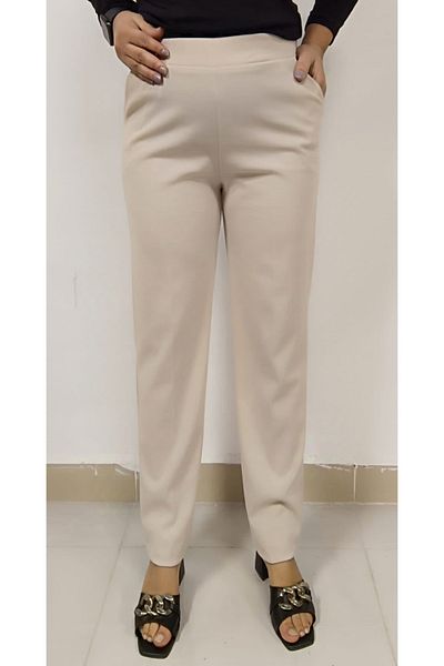 AKŞEN GİYİM Plus Size Women's Transverse Lycra Scuba Crepe Fabric Classic Cut Side Two Pockets Pants
