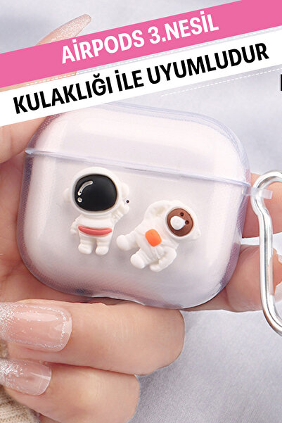 WANNA PROTECT Airpods 3. Nesil Uyumlu Şeffaf Kancalı Desenli Yumuşak Silikon ...