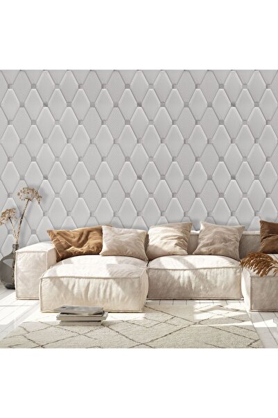 dreamwall 3D Gri Deri Efektli Dijital Baskılı Duvar Kağıdı-Leke Tutmaz Siline...