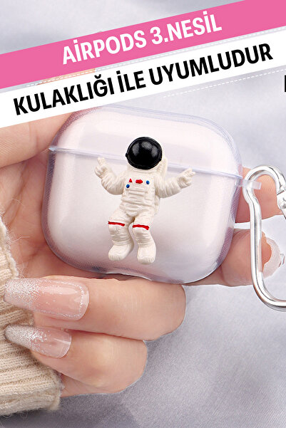 WANNA PROTECT Airpods 3. Nesil Uyumlu Şeffaf Kancalı Desenli Yumuşak Silikon ...