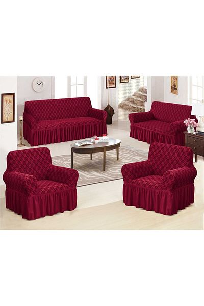 Evory Home Sofa Cover Jacquard 4 Pieces Set of 7 Seater (3+2+1+1) Slip Resistant Furniture Protector