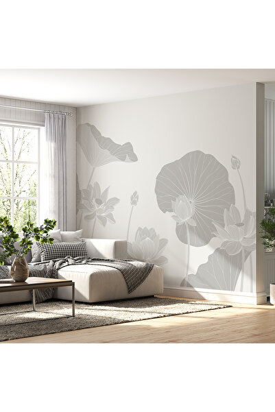 dreamwall Doğal Şıklık Lotus Yapraklı Tek Parça Duvar Kağıdı Salon Duvar Kağıdı