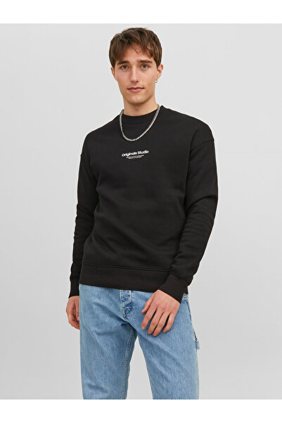 Jack & Jones Bluză JORVESTERBRO SWEAT CREW NECK NOOS Neagră