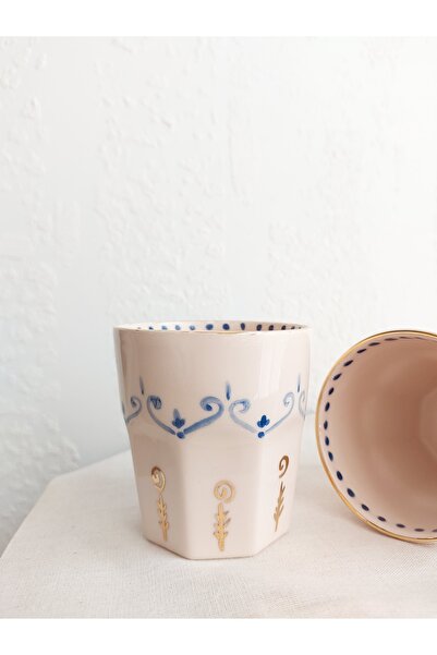 Vintage Kahve Fincanı 150ml/el Yapımı/24k Altın Detaylı/1adet