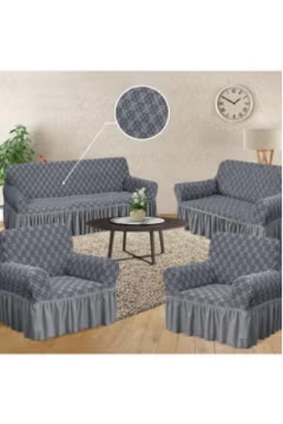 Evory Home Sofa Cover Jacquard 4 Pieces Set of 7 Seater (3+2+1+1) Slip Resistant Furniture Protector