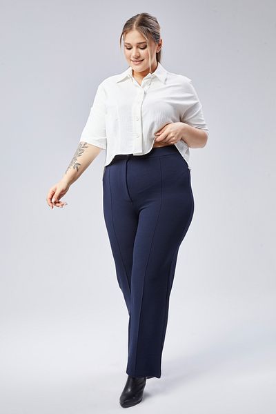 SYM High Waist Loose Leg Zipper Plus Size Women's Trousers