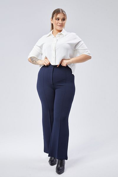 SYM High Waist Loose Leg Zipper Plus Size Women's Trousers