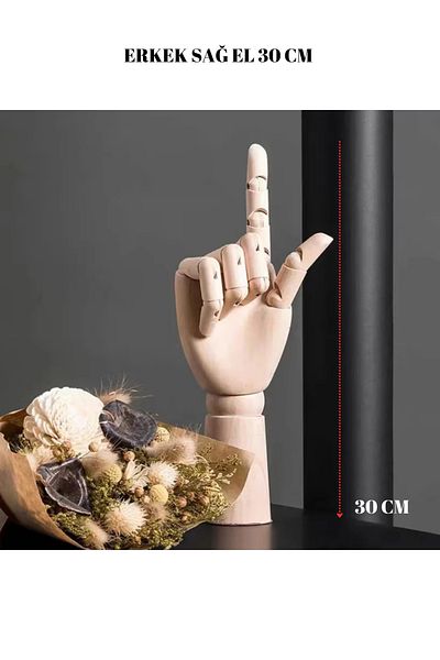 Manken İstanbul 30cm Wooden Right Hand Manikin for Professional Sketching Work