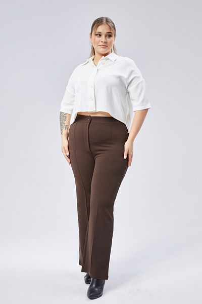 SYM High Waist Loose Leg Zipper Plus Size Women's Trousers