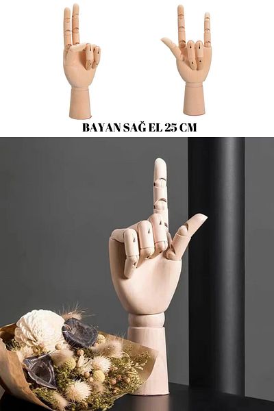 Manken İstanbul 25cm Wooden Right Hand Manikin for Professional Sketching Work