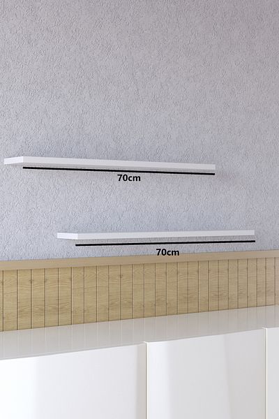yankı-byeg 70 cm 2 Piece Matte White Mdf Flying Wall Shelf Hidden Connection Bookshelf