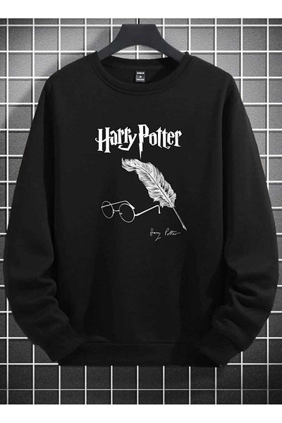FULL TOLERANCE Unisex Women Men Harry Potter Printed Crew Neck Black Sweatshirt
