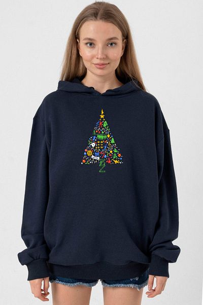 Tshirthane Navy Blue Broadway Christmas Women's Hoodie 3Ip