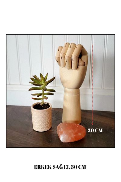 Manken İstanbul Decorative Wooden Men's Right Hand 30 Cm- Add Elegance to Decoration
