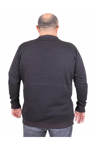 MocGrande Ανδρικό μαύρο φούτερ μεγάλου μεγέθους - 3ip, Crew Neck, 24202