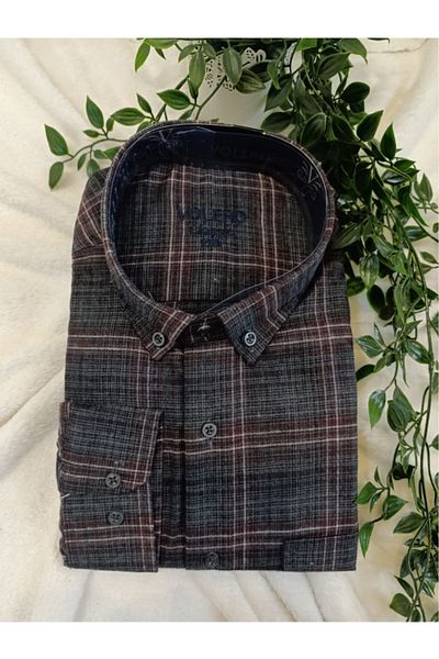 DENİZLİFE Battal Xl-4Xl Dad Single Pocket Classic Cut Thick Lumberjack Winter Shirt
