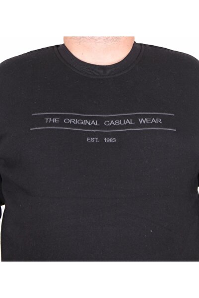 MocGrande Світшот для чоловіків великих розмірів - 3ip Original, комір-стійка, ЧОРНИЙ 24203