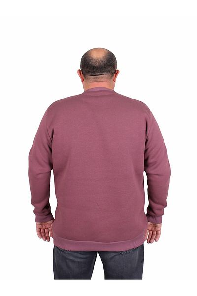 MocGrande Ανδρικό φούτερ μεγάλου μεγέθους - 3 κορδόνια, λαιμόκοψη, μαύρο 24202 ματζέντα