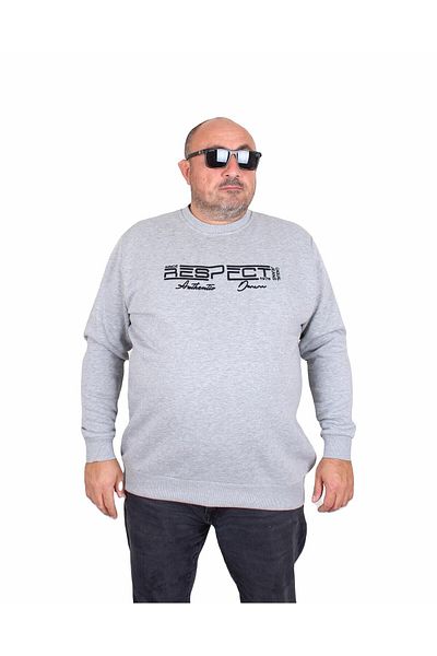 MocGrande Ανδρικό μεγάλο μέγεθος 3ip Sweat Respect - O-Neck, ΓΚΡΙ ΜΕΛΑΝΖ 24205