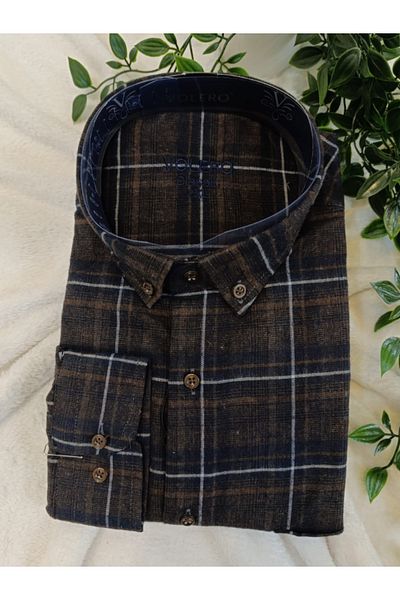 DENİZLİFE Battal Xl-4Xl Dad Single Pocket Classic Cut Thick Lumberjack Winter Shirt