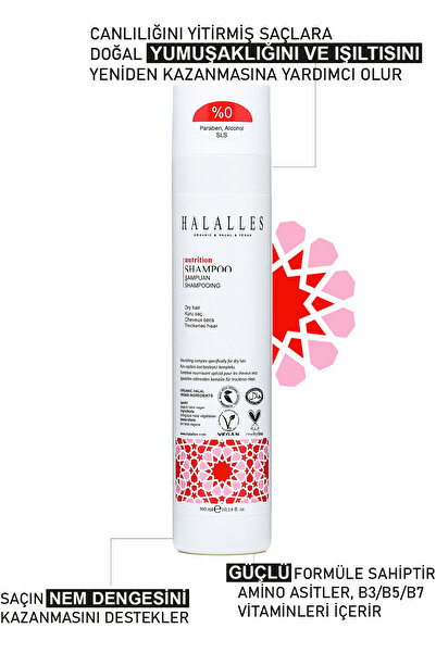 Halalles Saç Dökülmesine Karşı Şampuan Işlemsiz Kuru Saçlar – Sülfatsız & Vegan Formül 2 X 300 ml