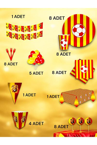 VibeHome 8-Person Yellow Red Fan Ultra-Luxury Set - Birthday Party and Fun Events