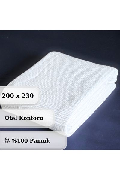 CzyLife 100% Cotton Seersucker Pattern Double Pique |   White |   Hotel Collection |   200X230