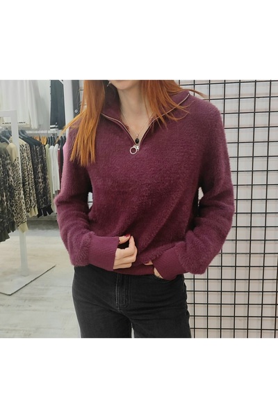 Butik Şans Πλεκτό πουλόβερ JM με φερμουάρ και ελαστική μέση, με σχέδιο γενειάδας