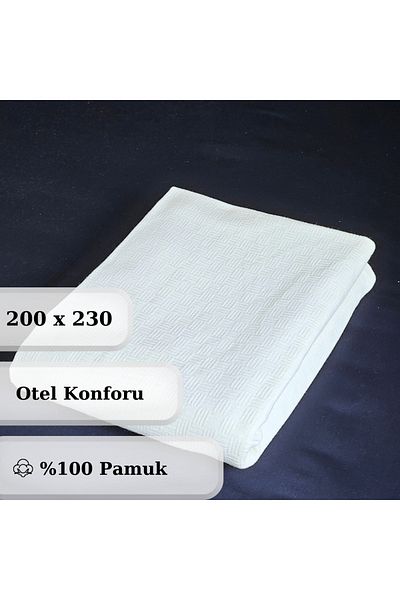 CzyLife 100% Cotton Mini Checkerboard Patterned Double Pique |   White |   Hotel Collection |   200X230
