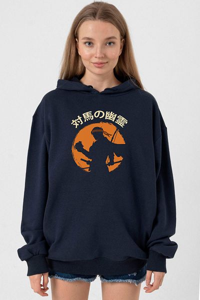 Tshirthane Ghost of Tsushima - Navy Blue Hooded Women's Shoes 3Ip for Japanese