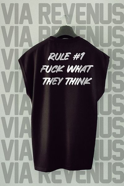 Vordevia Rule 1: Take Out What You Think Printed 100% Cotton Zero Sleeve Sports Tshirt
