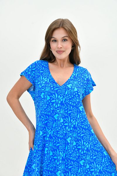 Butik Γυναικείο πολύχρωμο καλοκαιρινό φόρεμα βισκόζης Picasso – ελαφρύ, άνετο, casual κομψότητα