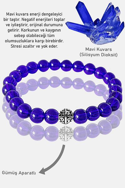 Tesbih Atölyesi Aaa Midnight Blue Certified Quartz Stone Bracelet - Silver Apparatus
