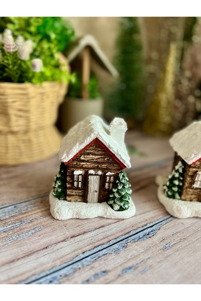 Dekor Karlı Ev Şeklinde Yeniyıl Temalı El Boyaması Tütsülük ,Yılbaşı Evi