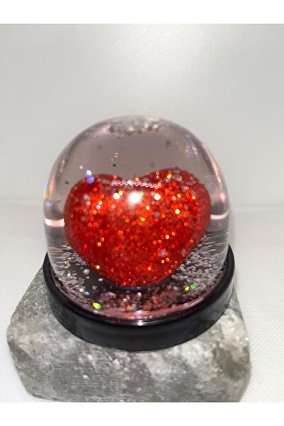ZD JEWELRY Kırmızı Simli Sevgili Aşk Kırmızı Kalp Küre